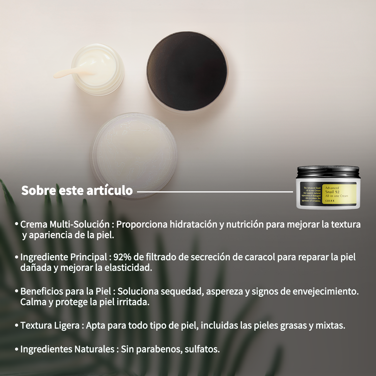 COSRX Snail 92 All in One Cream – Crema coreana con mucina de caracol