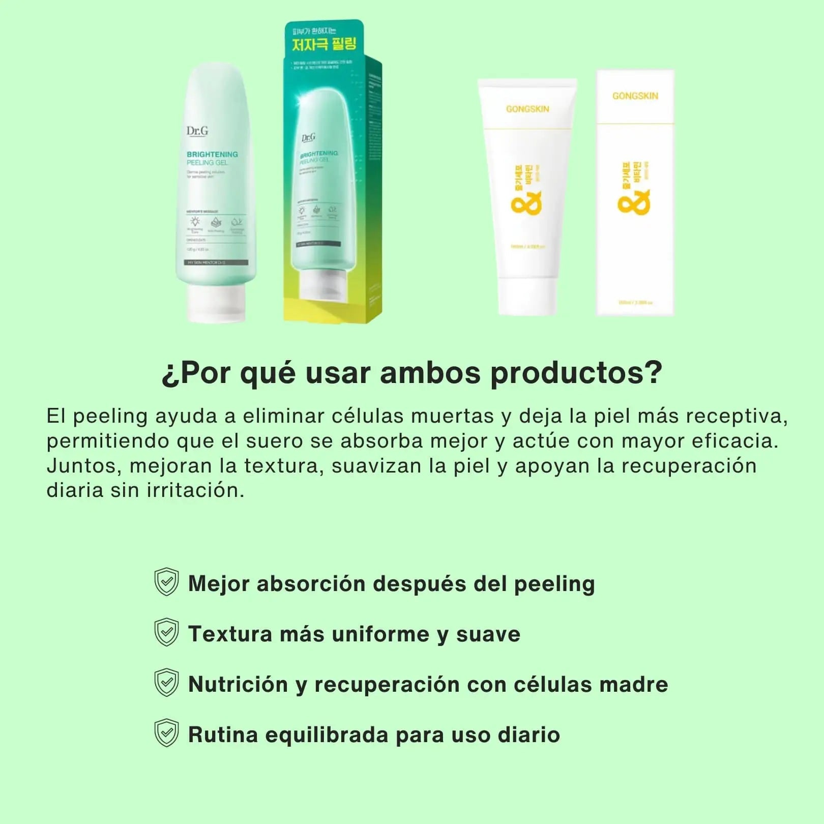 Combo Dr.G Peeling Gel + GongSkin Stem Cell Serum – Exfoliación y Revitalización de Dr.g | Skincare disponible en kosmic